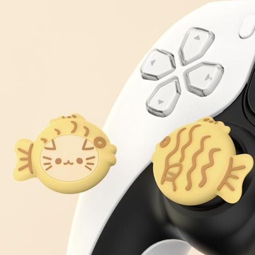 PlayVital Cute Thumb Grip Caps for Nintendo Switch 2 Pro, Switch Pro Controller, Joystick Caps Cover for ps5, Edge, ps4, Xbox Series X/S, Xbox One, Elite Series 2 Controller - Taiyaki Kitten - Image 4