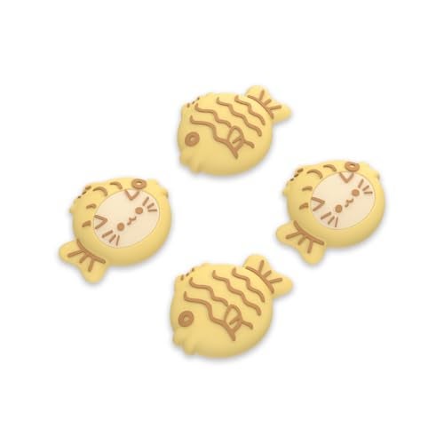 PlayVital Cute Thumb Grip Caps for Nintendo Switch 2 Pro, Switch Pro Controller, Joystick Caps Cover for ps5, Edge, ps4, Xbox Series X/S, Xbox One, Elite Series 2 Controller - Taiyaki Kitten - Image 1