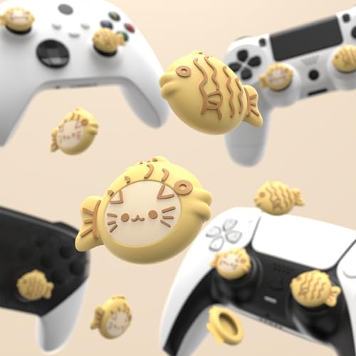 PlayVital Cute Thumb Grip Caps for Nintendo Switch 2 Pro, Switch Pro Controller, Joystick Caps Cover for ps5, Edge, ps4, Xbox Series X/S, Xbox One, Elite Series 2 Controller - Taiyaki Kitten - Image 5
