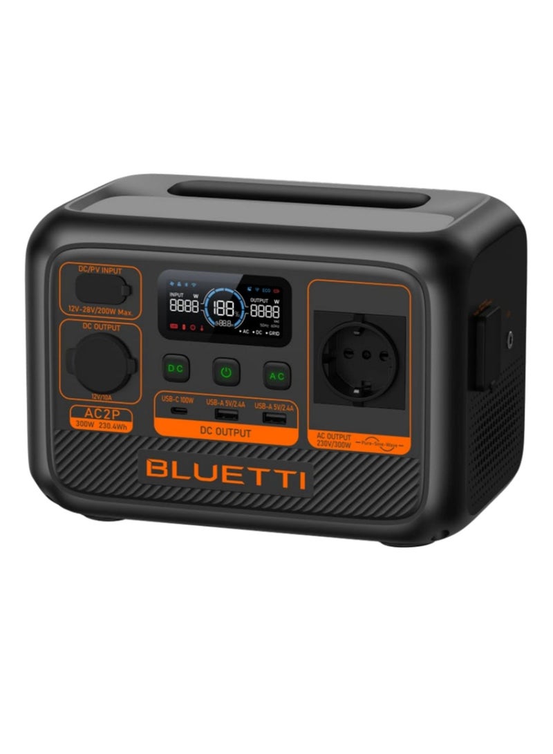 BLUETTI AC2P Portable Power Station – 300W, 204Wh LiFePO₄ Battery Backup with Fast Charging, Solar Generator for Camping, Outdoors, and Emergency Use - Image 2