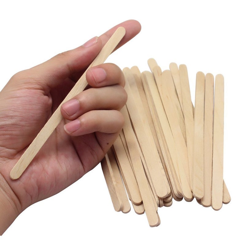 SelfTek 100 Pcs Wooden Wax Applicator Spatulas Sticks for Hair Removal and Smooth Skin, Wax Popsicle Stick Eyebrow Waxing Sticks for Lip, Nose Wax Applicator Sticks - Image 2