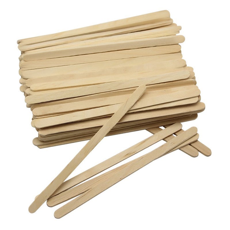 SelfTek 100 Pcs Wooden Wax Applicator Spatulas Sticks for Hair Removal and Smooth Skin, Wax Popsicle Stick Eyebrow Waxing Sticks for Lip, Nose Wax Applicator Sticks - Image 1