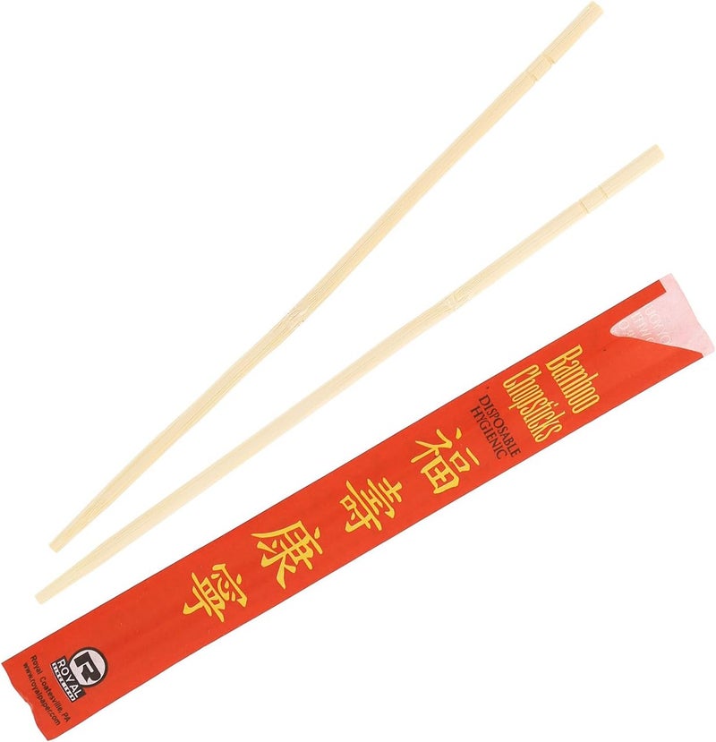 Royal Premium Disposable Bamboo Chopsticks - 9" Sleeved and Separated, UV Treated, Pack of 100 - Image 2