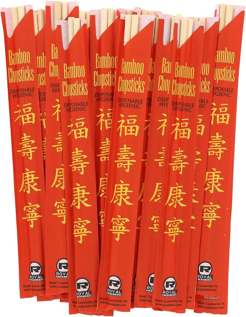 Royal Premium Disposable Bamboo Chopsticks - 9" Sleeved and Separated, UV Treated, Pack of 100 - Image 4
