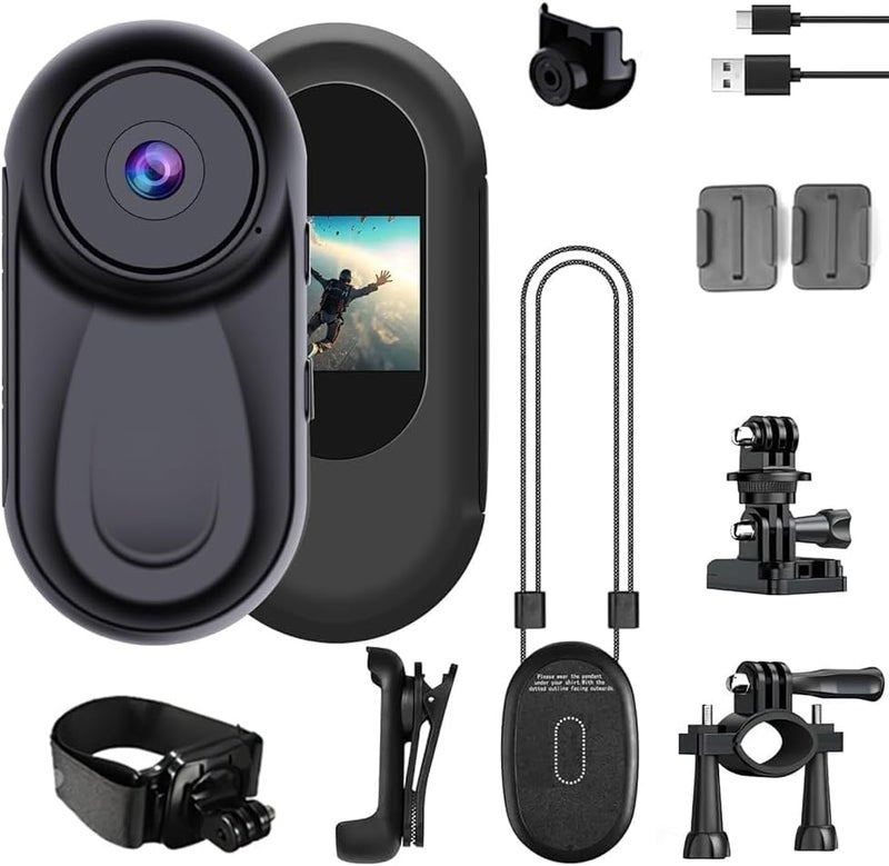 7JI Mini Action Camera, 360 Night Vision Action Body Cam 1080P, Thumb Size One-Click Filming Body Camera with 0.85" Wide Angle 120 Screen for Traveling, Pet Walking and Outdoors Activities - Image 1