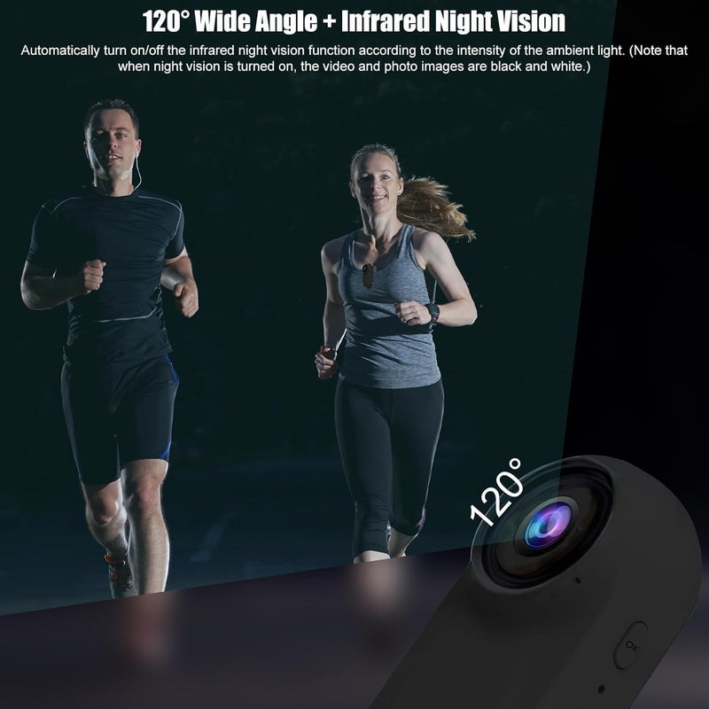 7JI Mini Action Camera, 360 Night Vision Action Body Cam 1080P, Thumb Size One-Click Filming Body Camera with 0.85" Wide Angle 120 Screen for Traveling, Pet Walking and Outdoors Activities - Image 4