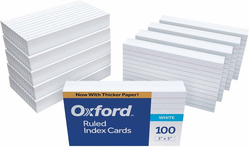 Oxford Ruled Index Cards, 3" x 5", White, 1,000 Cards (10 Packs of 100) - Image 1