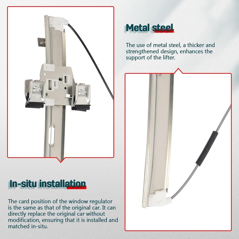 FINDAUTO Power Window Regulator with and Motor Front Left Driver Side fits for 2005-2010 for Dodge Dakota 2006-2008 for Mitsubishi Raider 2011 for Ram Dakota 748-114 55359567AA - Image 3