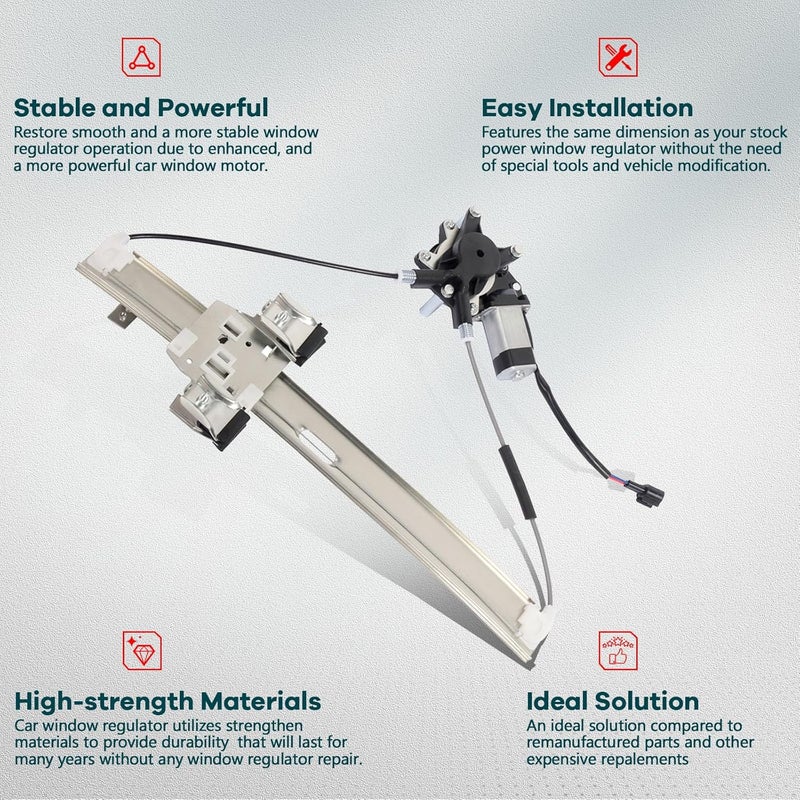 FINDAUTO Power Window Regulator with and Motor Front Left Driver Side fits for 2005-2010 for Dodge Dakota 2006-2008 for Mitsubishi Raider 2011 for Ram Dakota 748-114 55359567AA - Image 2
