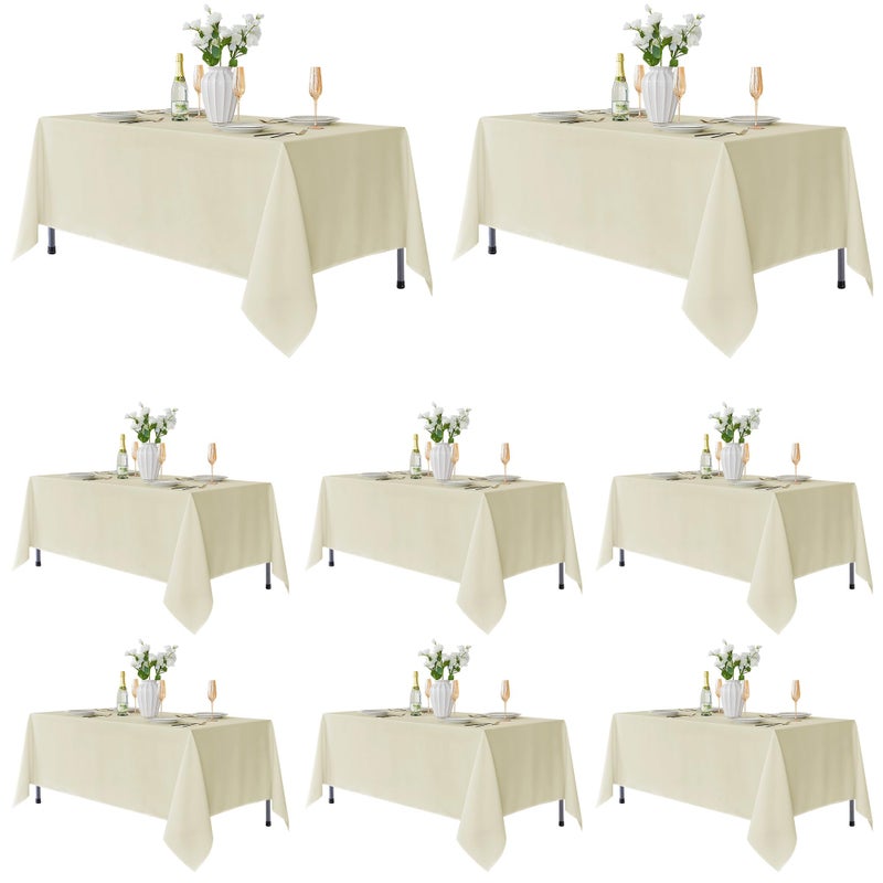 Fitable 8 Pack Round Tablecloths: Stain Resistant Wrinkle Free Circle Table Clothes, Washable Reusable Polyester Table Covers for Wedding Party Birthday Banquet Reception(Ivory, 120 Inch) - Image 1