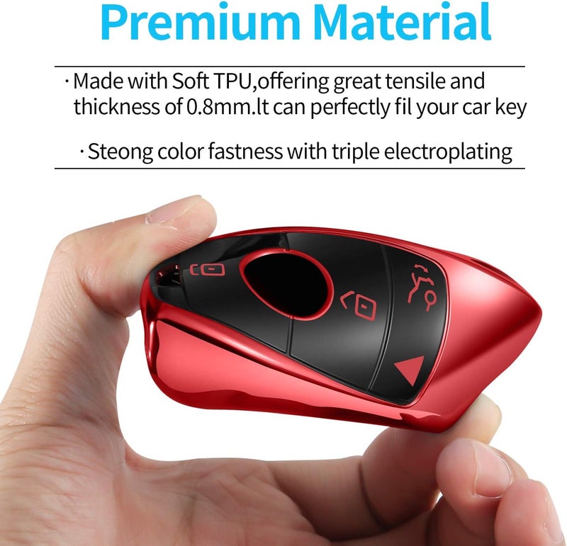 Tukellen for Mercedes Benz Key fob Cover,Special Soft TPU Key Case Protector Compatible with 2017-2023 E-Class 2018-2021 S-Class 2019-2023 A-Class C-Class G-Class-Red - Image 5