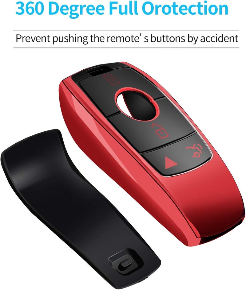 Tukellen for Mercedes Benz Key fob Cover,Special Soft TPU Key Case Protector Compatible with 2017-2023 E-Class 2018-2021 S-Class 2019-2023 A-Class C-Class G-Class-Red - Image 4