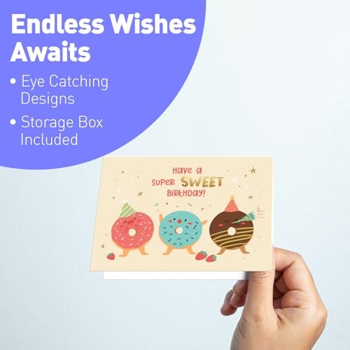 Sweetzer & Orange S&O Box of Birthday Cards with Envelopes - Bulk 24 Unique Happy Day Notes - Colorful Birthday Decor Bulk for Office & Home - Assorted Party Cards with Envelopes - 4x5.5” - Image 4