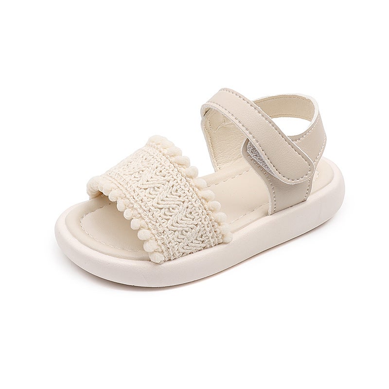 Fashion Children'S New Turn Lace Sandals Beach Shoes Girls Casual Comfortable Solid Color Simple Sandals - Image 1