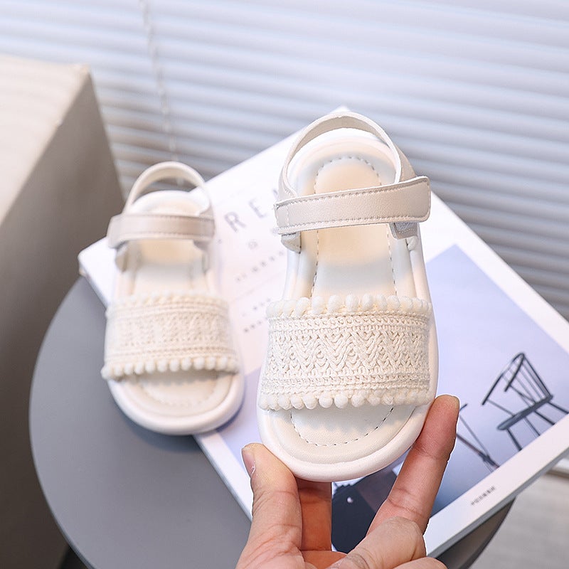 Fashion Children'S New Turn Lace Sandals Beach Shoes Girls Casual Comfortable Solid Color Simple Sandals - Image 4