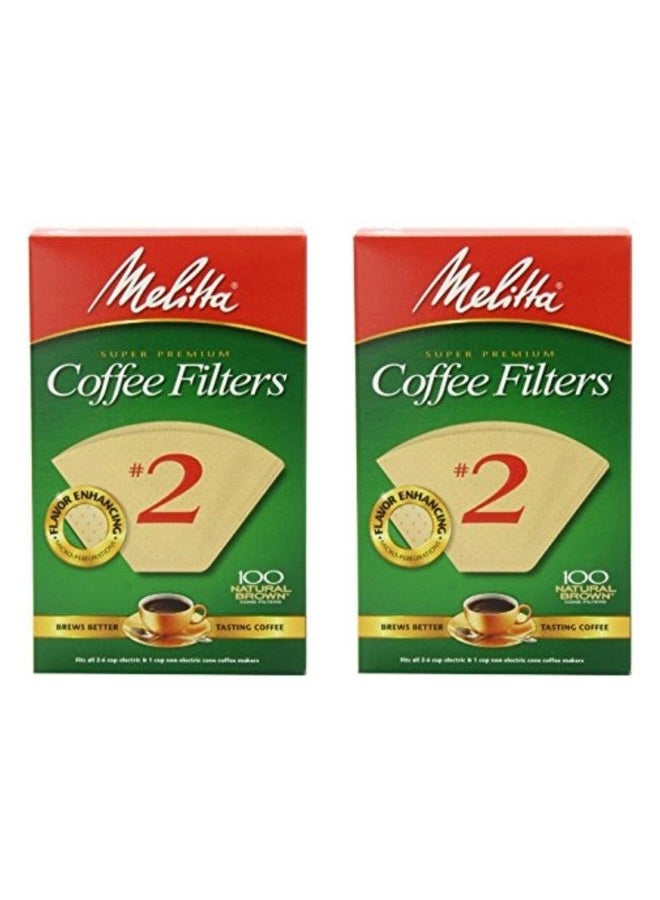 Melitta Cone Coffee Filter #2 - Natural Brown 100 Count (2 Pack) - Image 1