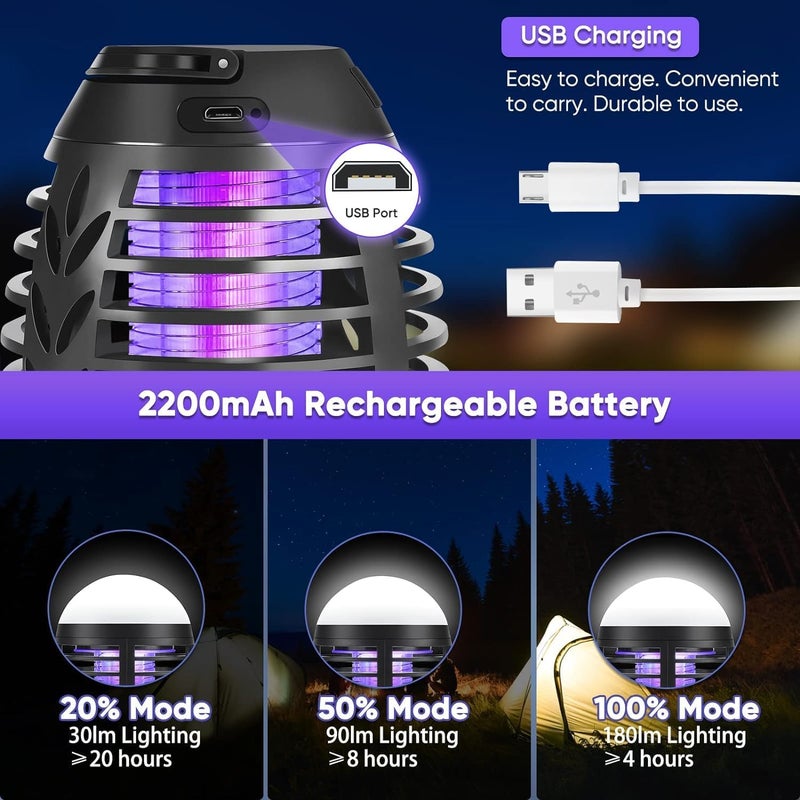 SOLARAE Bug Zapper Outdoor Mosquito Killer Lamp Portable Bug Zapper Rechargeable Camping Bug Zapper IP66 Waterproof Cordless Bug Zapper for Tent, Camping Accessories, Camping Gear Must Haves - Image 4