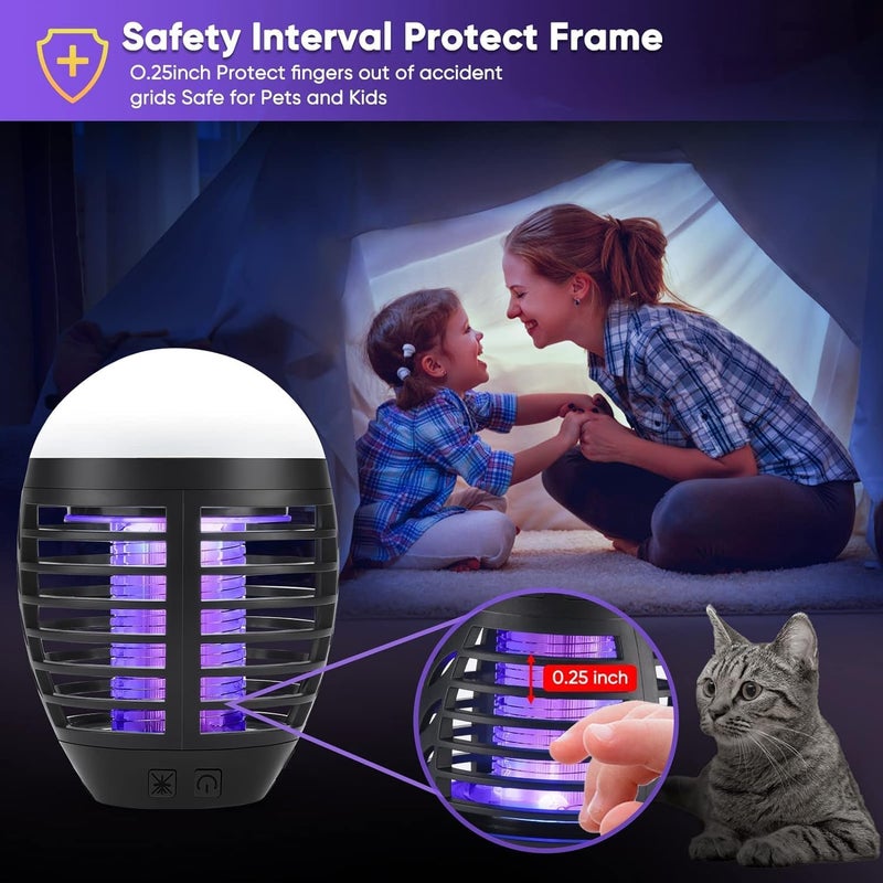 SOLARAE Bug Zapper Outdoor Mosquito Killer Lamp Portable Bug Zapper Rechargeable Camping Bug Zapper IP66 Waterproof Cordless Bug Zapper for Tent, Camping Accessories, Camping Gear Must Haves - Image 5