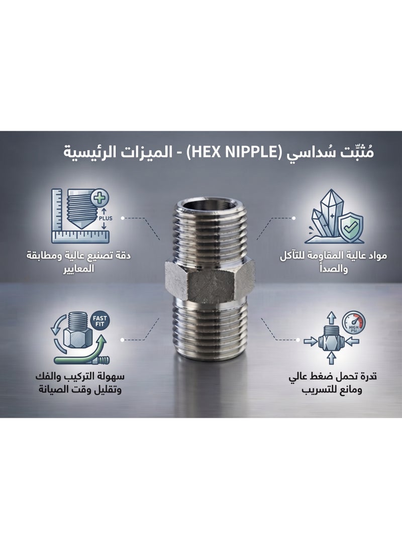 Two half-inch nickel nipples - hexagonal metal pipe fitting - Image 2