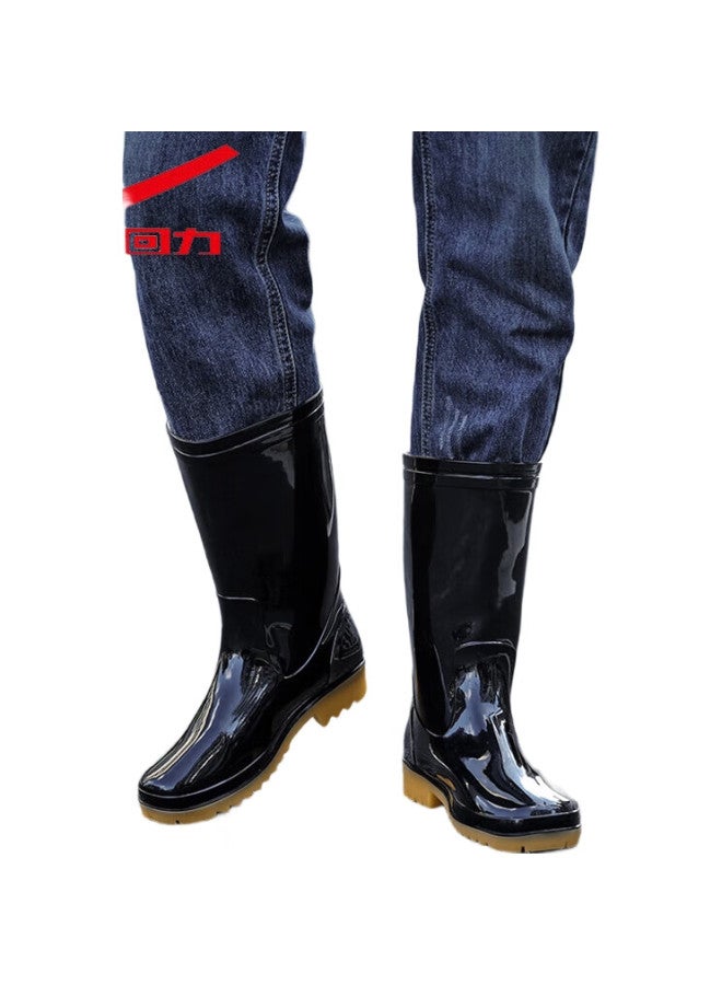 Warrior Men'S Mid-High Rain Boots, Rubber Shoes, Overshoes, Waterproof Shoes, 827, Black Mid-High, Size 39 - Image 1