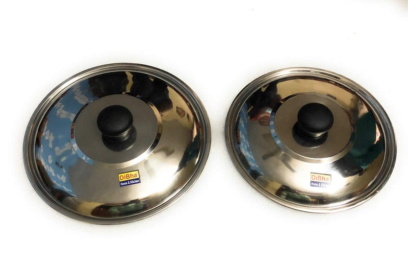 DiBha Stainless Steel Multipurpose Big Lid/Cover/Ciba with Knob, Suitable for Pots, Pans, Kadhai, Tawa - Silver Set of 2 (Diameter - 22cm and 24 Cm) - Image 5
