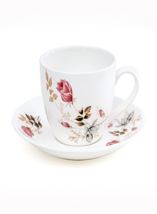 Clay Craft Fine Ceramic | Floral Printed | Tea/Coffee Cups - Set of 6-180 ml Each (Cup Saucer) - Image 4