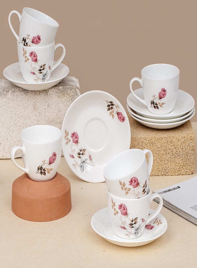 Clay Craft Fine Ceramic | Floral Printed | Tea/Coffee Cups - Set of 6-180 ml Each (Cup Saucer) - Image 1
