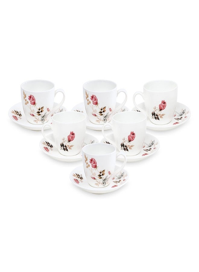 Clay Craft Fine Ceramic | Floral Printed | Tea/Coffee Cups - Set of 6-180 ml Each (Cup Saucer) - Image 2
