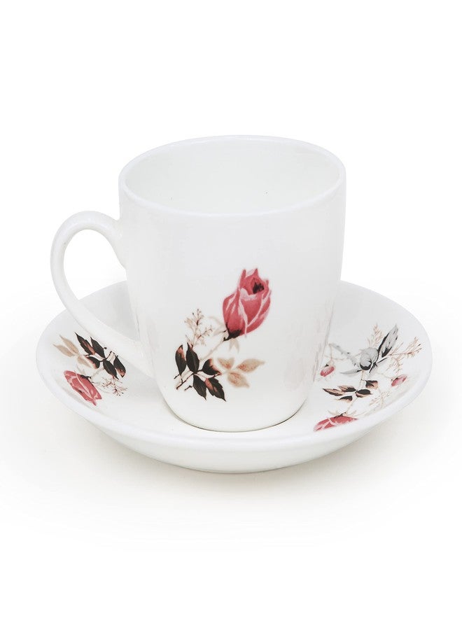 Clay Craft Fine Ceramic | Floral Printed | Tea/Coffee Cups - Set of 6-180 ml Each (Cup Saucer) - Image 3