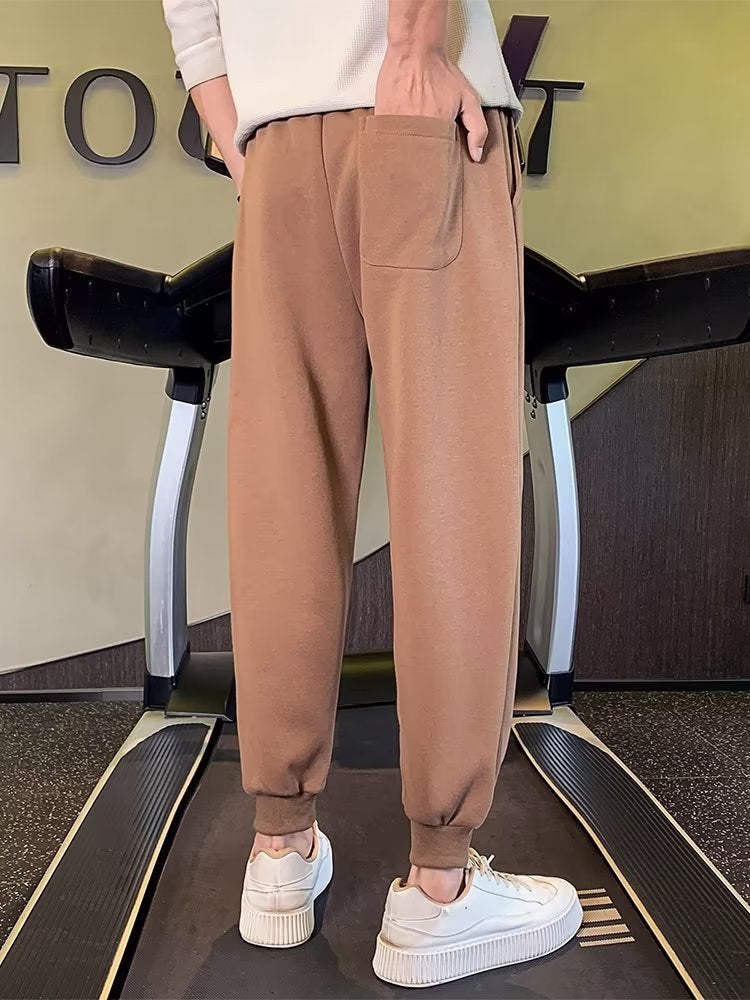 Winter European Station Fleece-Lined Thickened Pants Casual Pants Ankle-Tied Pants Sports Pants Trendy Brand Boy Student Bear Pants - Image 5