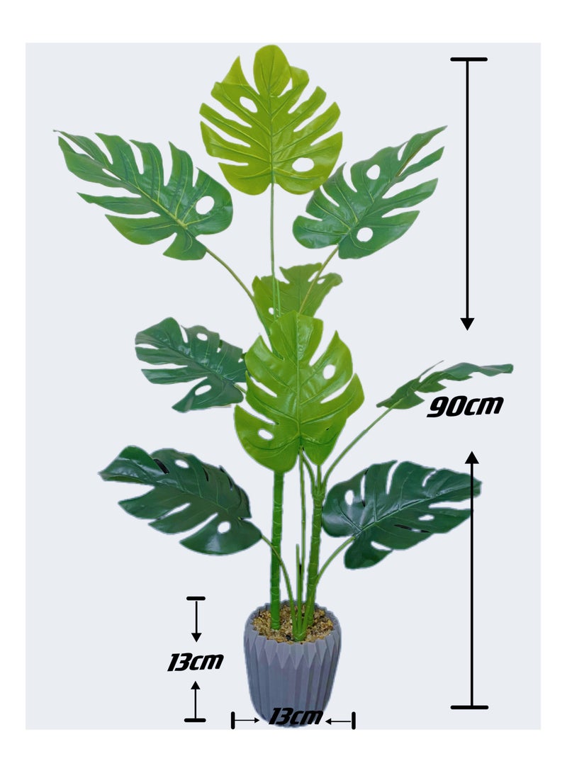 Artificial Turtle Back Plants 90cm high Home Decoration Indoor and Outdoor Artificial Large Plants Bonsai Suitable for Modern Office Living Room Home Furnishings Gifts with Flower Pots (Extra large) - Image 2