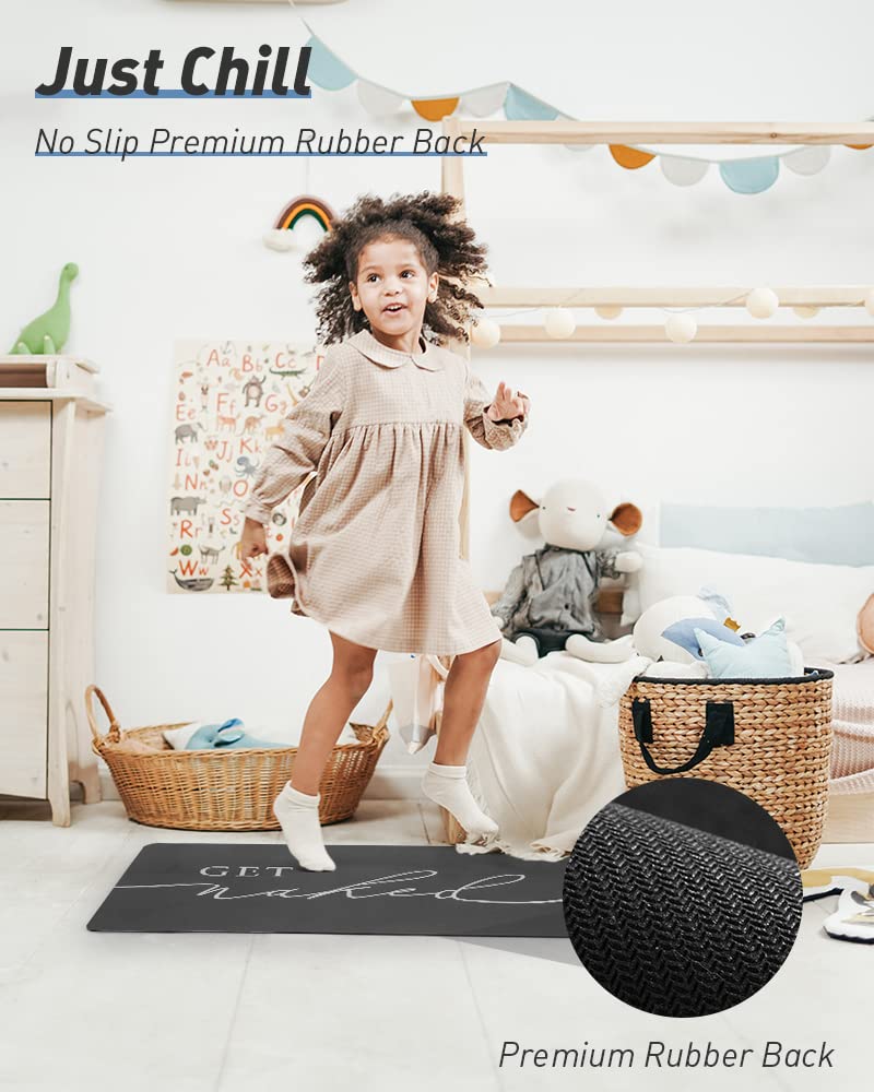 tchdio tchdio Bath Mat-Super Absorbent Quick Dry Get Naked Bath Mats for Bathroom Floor Non Slip-Bathroom Mats with Rubber Backing-Ultra Thin Bathroom Rugs Fit Under Door  21"" x 34""  Black - Image 4