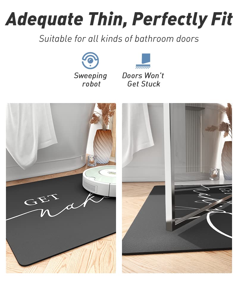 tchdio tchdio Bath Mat-Super Absorbent Quick Dry Get Naked Bath Mats for Bathroom Floor Non Slip-Bathroom Mats with Rubber Backing-Ultra Thin Bathroom Rugs Fit Under Door  21"" x 34""  Black - Image 5