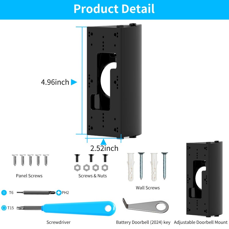 Mamerry Adjustable 30 to 55 Degree Doorbell Angle Mount Compatible with Most Video Doorbell, Doorbell Camera Door Mount Wedge Kit for House - Image 5