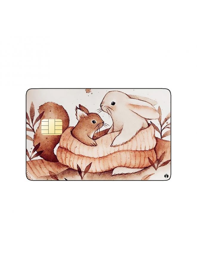 RKN PRINTED BANK CARD STICKER Beautiful Squirrel Drawing With Rabbit - Image 1