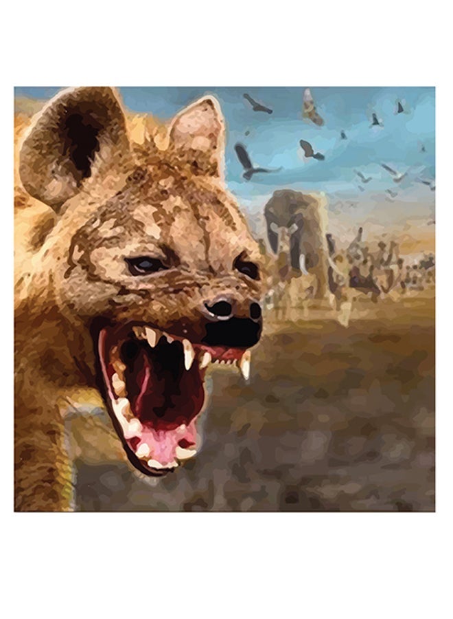RYN Hyena Themed Wall Art Brown/Blue/Beige 30x30cm - Image 2