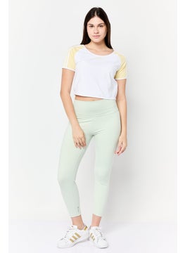 adidas Originals Women Sportswear Fit Short Sleeve Outdoor Top, White/Yellow  - Image 2