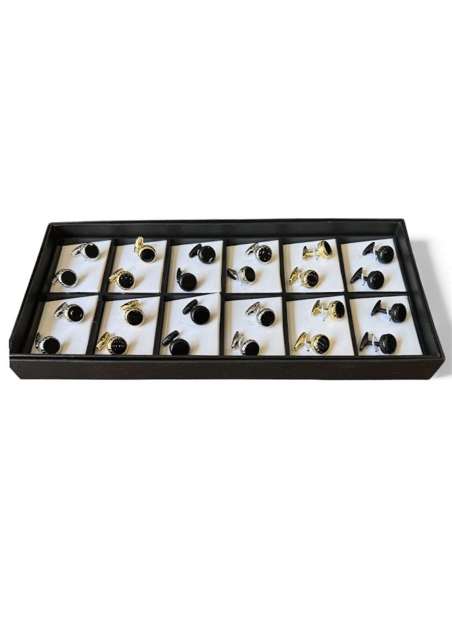 ركس طقم كبك رجالي فاخرة مجموعة متنوعة من الكف لينك بتصميم كلاسيكي و عصري مكونة من 12 زوج من الكبك 69851