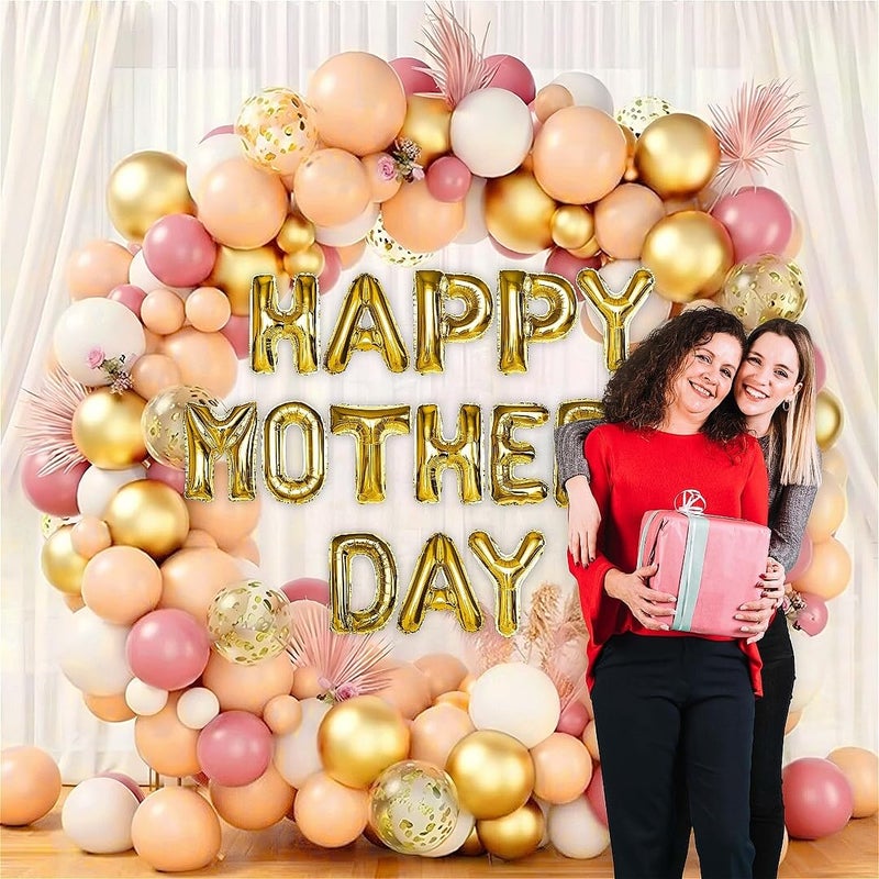 SpecialYou.in Special You Mother's Day Decoration Items with Peach, Gold, Pink and white balloons for decoration, Happy mothers day gold foil balloon set, Pastel Balloons for decoration- 58 Pcs - Image 3