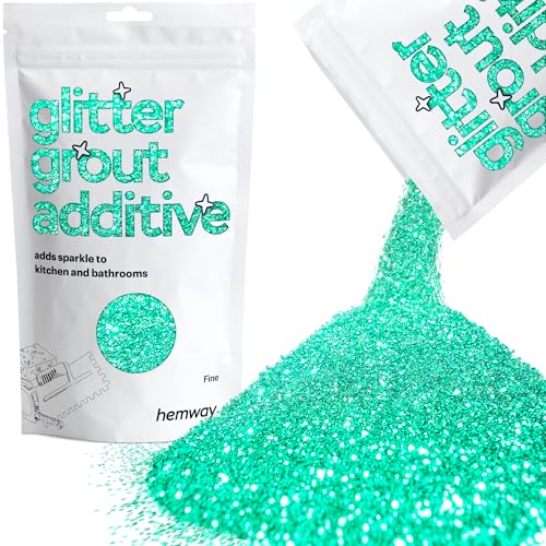 Hemway Glitter Grout Additive add Sparkle to Mosaic Tiles, Bathrooms, Wet Rooms, Kitchens, Tiled Based Rooms and Cement Based Grouts 100g / 3.5oz - Turquoise Blue - Image 1
