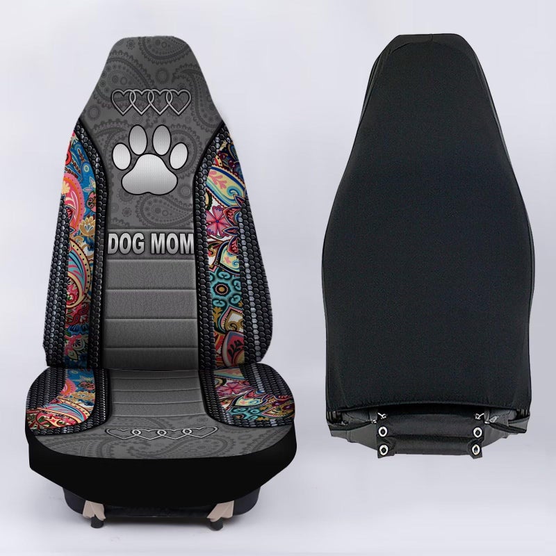 Howilath Seat Covers for Cars 2 Piece Vehicle Protector, Boho Floral & Dog Paw Printed Bucket Car Seat Covers, Universal Fit for Auto Truck Van SUV - Image 5