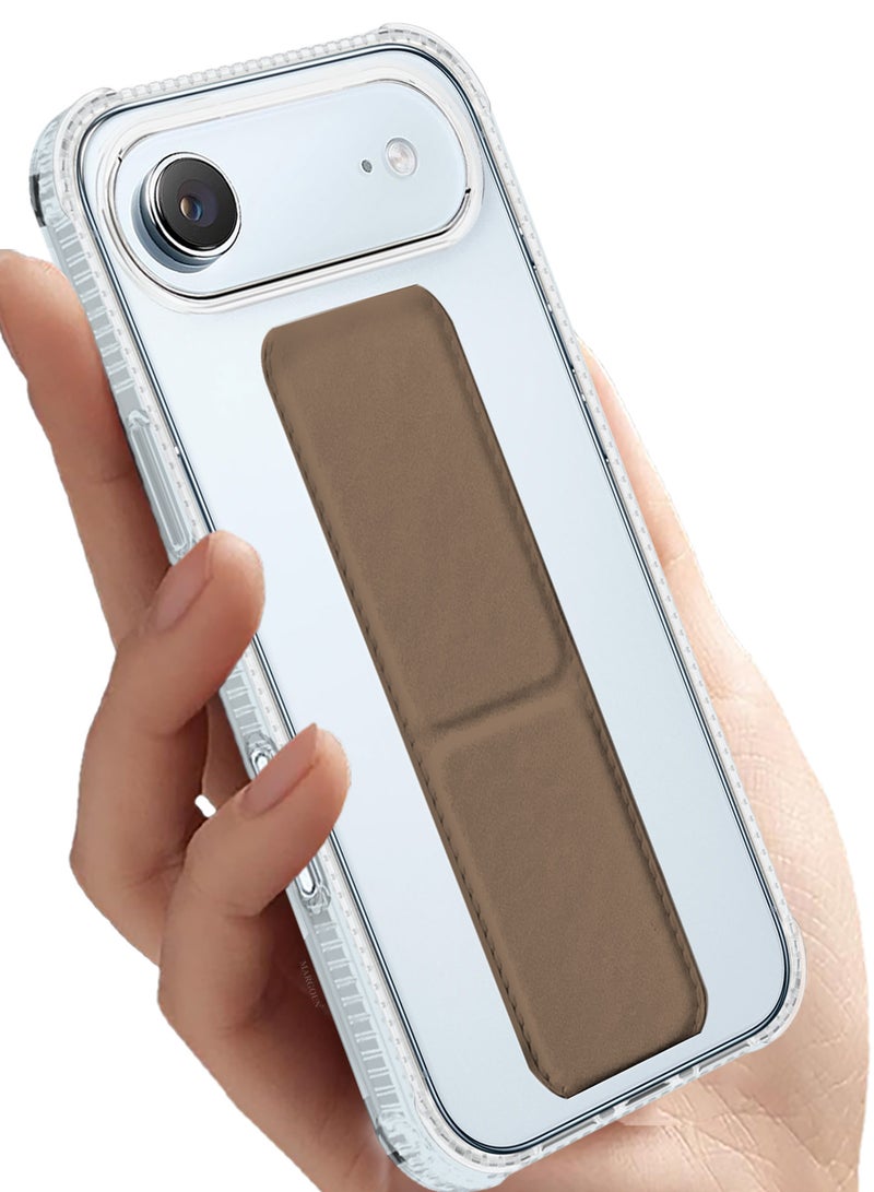 CATANES 3 Packs Finger Grip Clear Case Cover for iPhone 17 Air- Kickstand Car Magnetic Holder Multi-function Protective Two-in-one Case with Two 3D Screen Protectors - Brown - Image 3