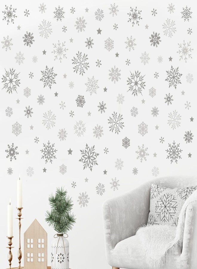 Mfault Winter Grey Snowflake Wall Decals Stickers, Gray Snow Stars Decorations Bedroom Art, Christmas Seasonal Home Living Room Kitchen Decor - Image 3