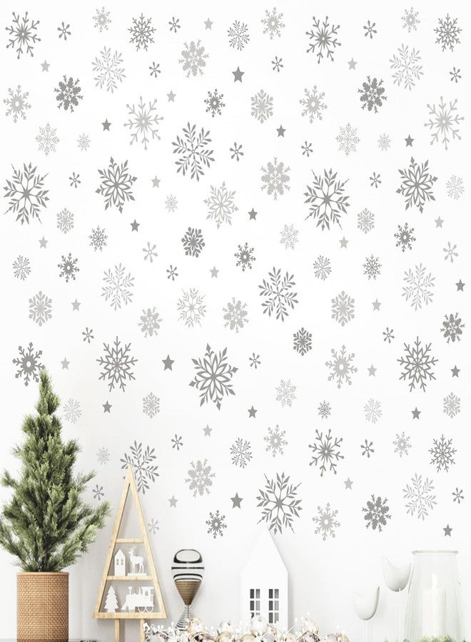 Mfault Winter Grey Snowflake Wall Decals Stickers, Gray Snow Stars Decorations Bedroom Art, Christmas Seasonal Home Living Room Kitchen Decor - Image 1