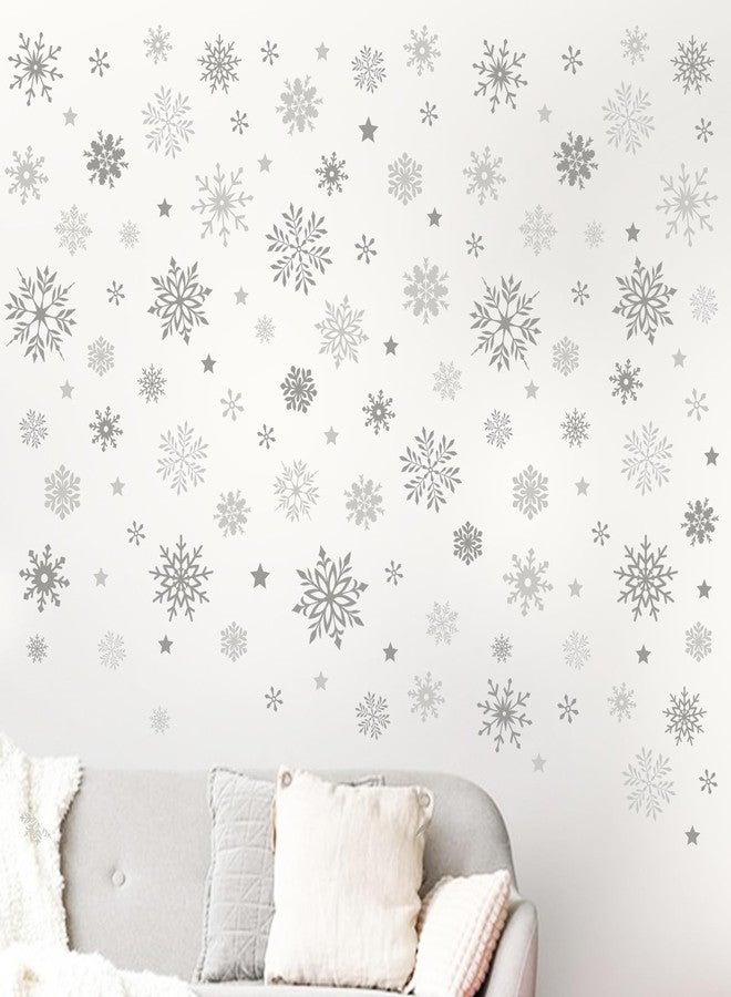 Mfault Winter Grey Snowflake Wall Decals Stickers, Gray Snow Stars Decorations Bedroom Art, Christmas Seasonal Home Living Room Kitchen Decor - Image 5