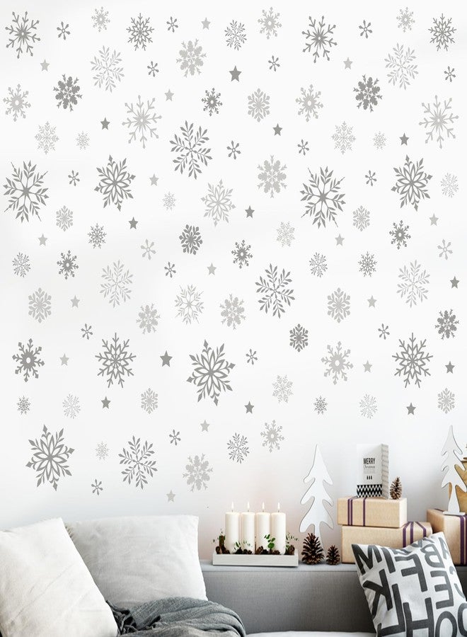 Mfault Winter Grey Snowflake Wall Decals Stickers, Gray Snow Stars Decorations Bedroom Art, Christmas Seasonal Home Living Room Kitchen Decor - Image 4