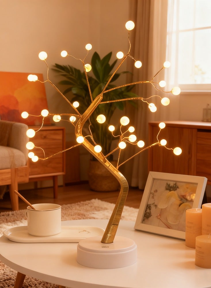 Romantic Pearl Tree LED Bedside Lamp For Women Touch Switch Battery/USB Aesthetic Tabletop Bonsai Light for Living Room Bedroom Home Decor - Image 1