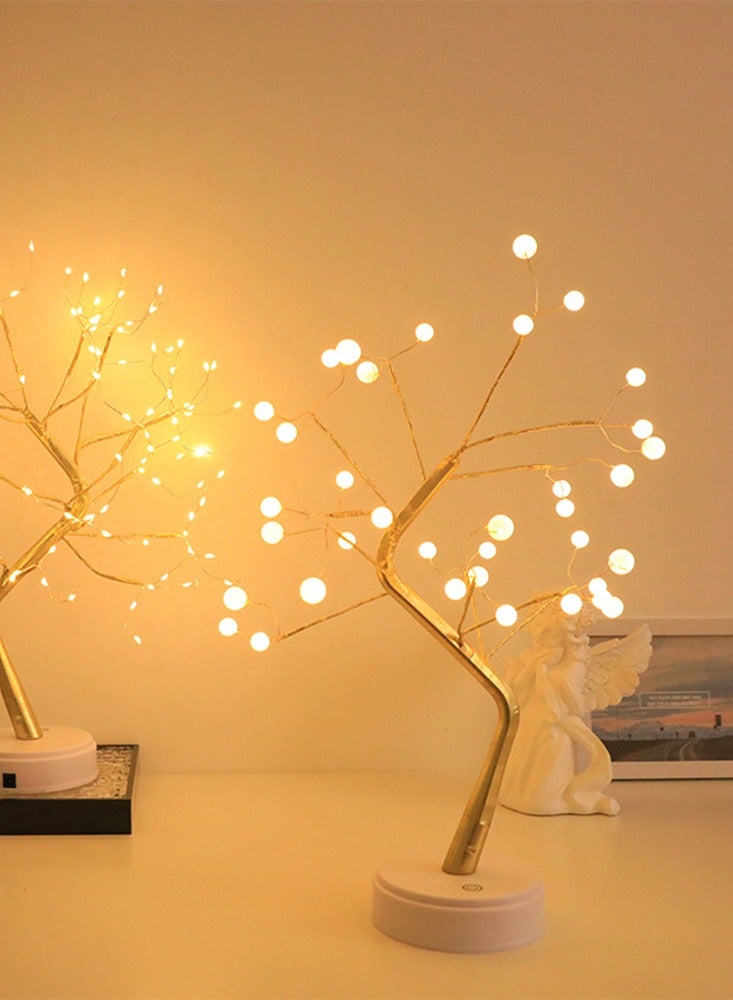 Romantic Pearl Tree LED Bedside Lamp For Women Touch Switch Battery/USB Aesthetic Tabletop Bonsai Light for Living Room Bedroom Home Decor - Image 3