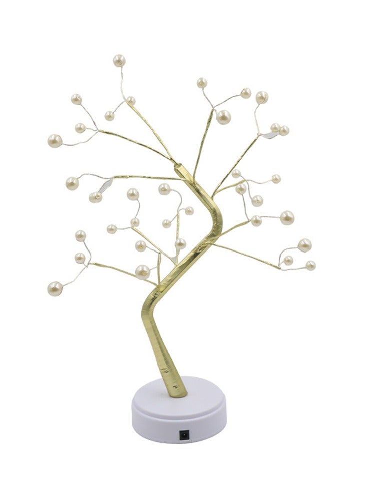 Romantic Pearl Tree LED Bedside Lamp For Women Touch Switch Battery/USB Aesthetic Tabletop Bonsai Light for Living Room Bedroom Home Decor - Image 4