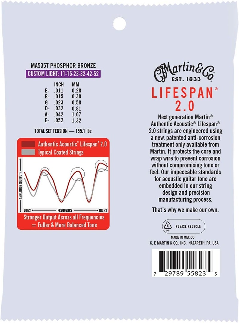 Martin All choice modern design Authentic Acoustic Guitar Strings - Lifespan 2.0 Treated Consistent steady quality - Image 2